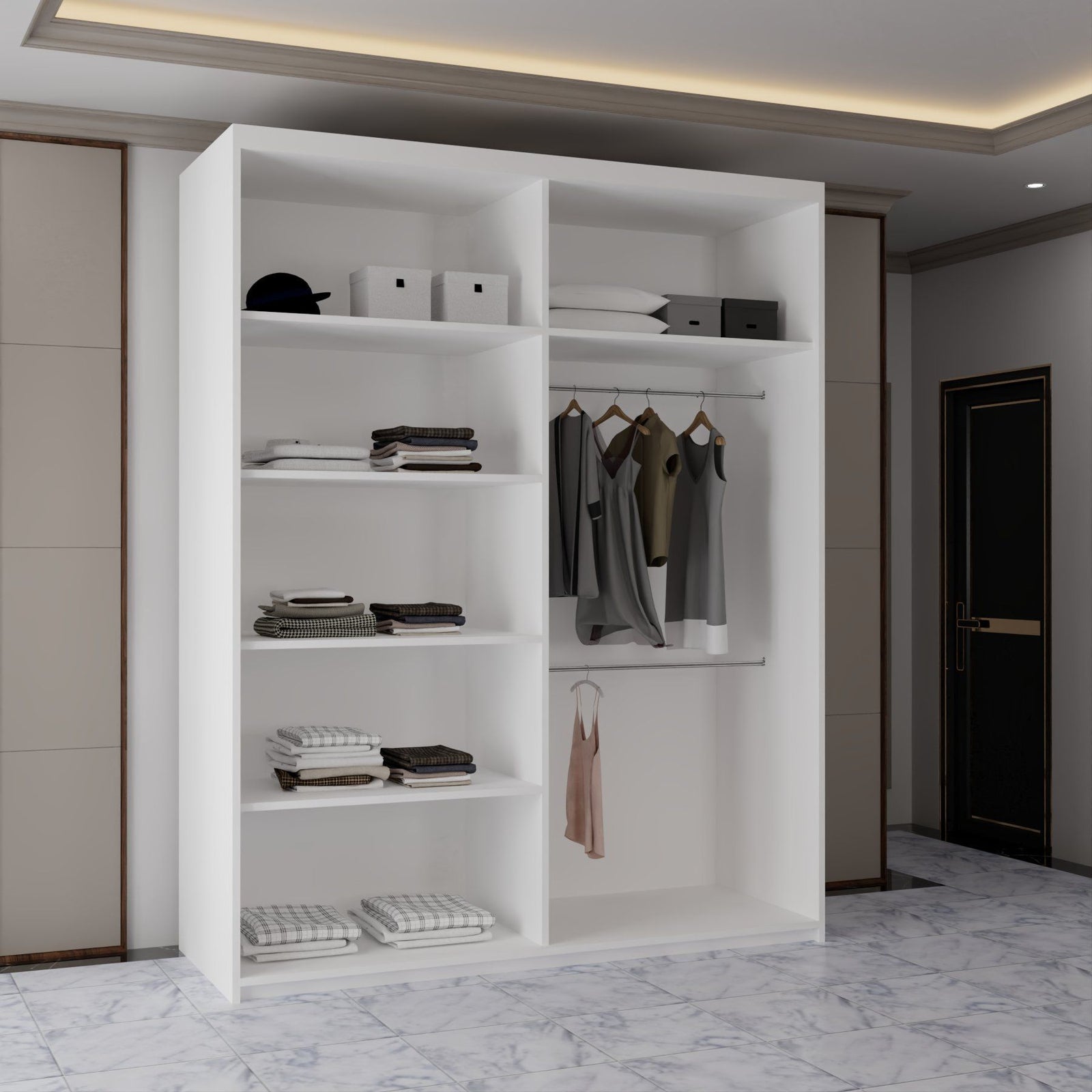 CHOICEWARDROBE Contemporary 2-Door Sliding Wardrobe with Mirror Door W180cm x H217cm in White – image 3