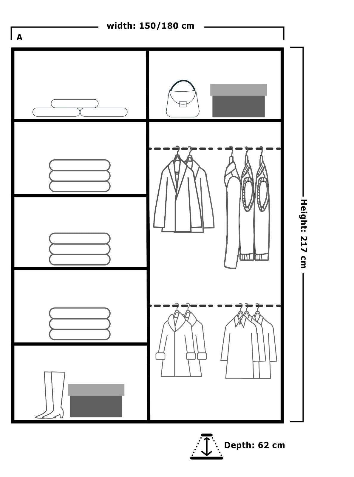 CHOICEWARDROBE Contemporary 2-Door Sliding Wardrobe with Mirror Door W180cm x H217cm in White – image 4