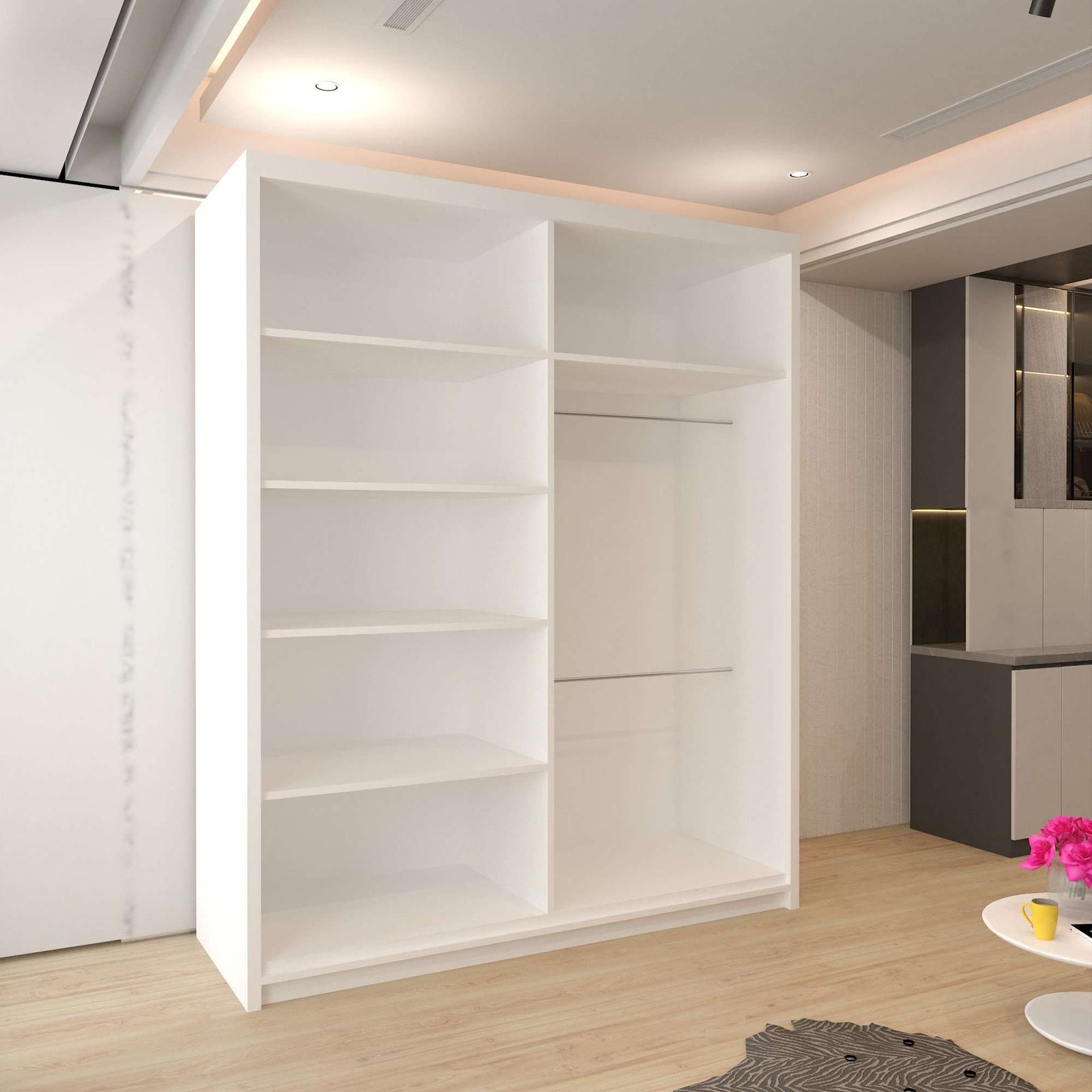 CHOICEWARDROBE Clothify Single Mirror Sliding Door Wardrobe 150cm X 217cm in White – image 3
