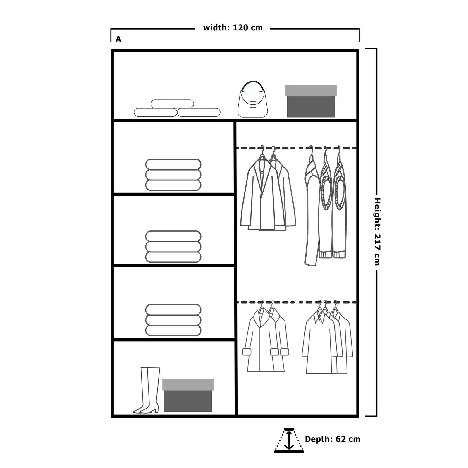 CHOICEWARDROBE Merikan Sliding Double Mirror Door Wardrobe 120cm X 217cm in White – image 2