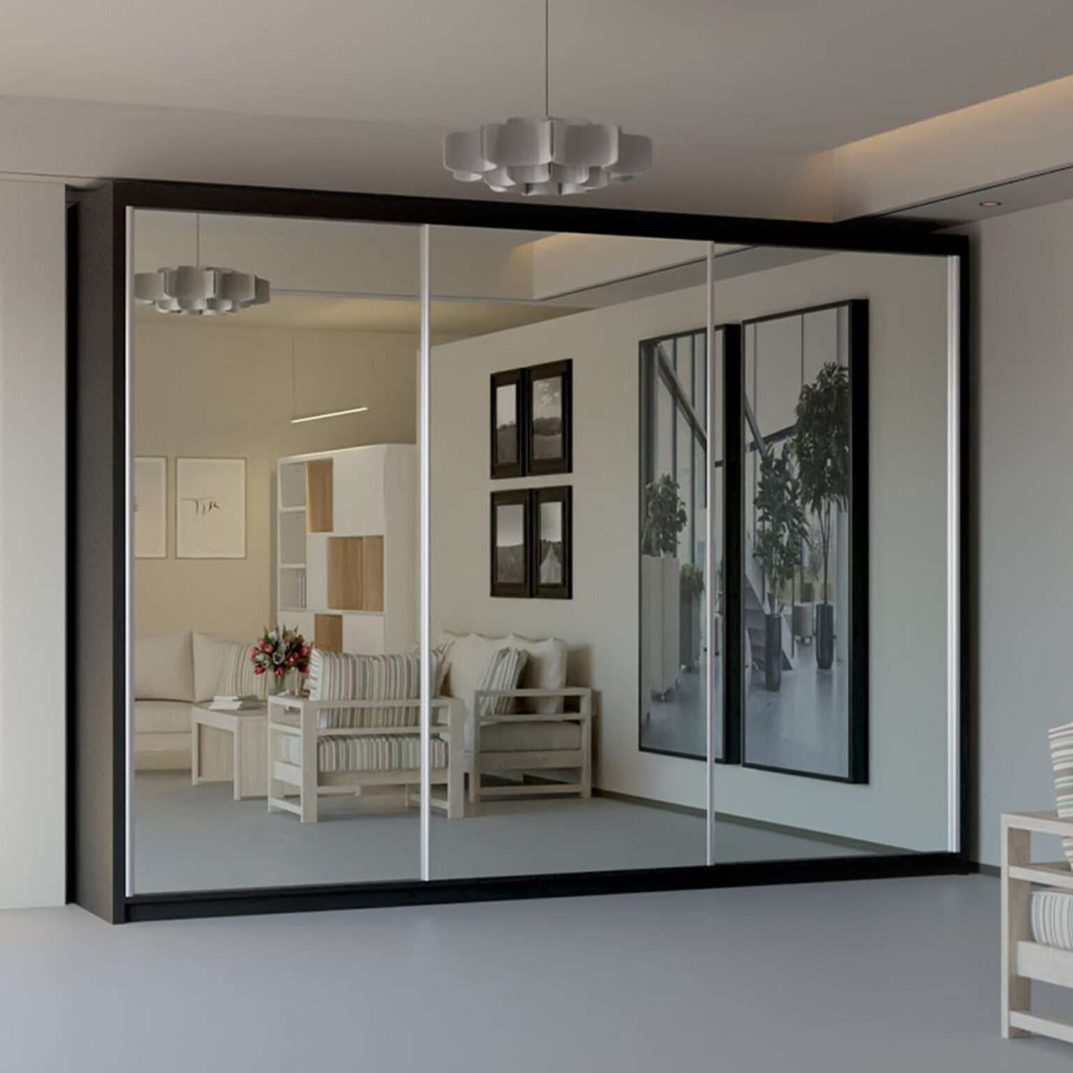CHOICEWARDROBE Modern Double Sliding Door Wardrobe 250cm X 217cm in Black – image 1