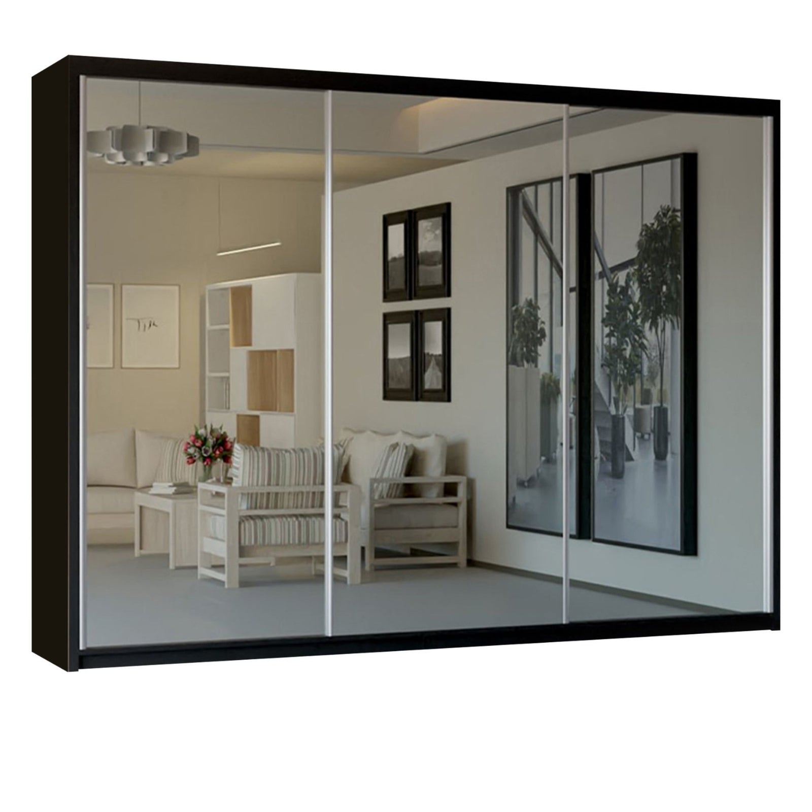 CHOICEWARDROBE Modern Double Sliding Door Wardrobe 250cm X 217cm in Black – image 2