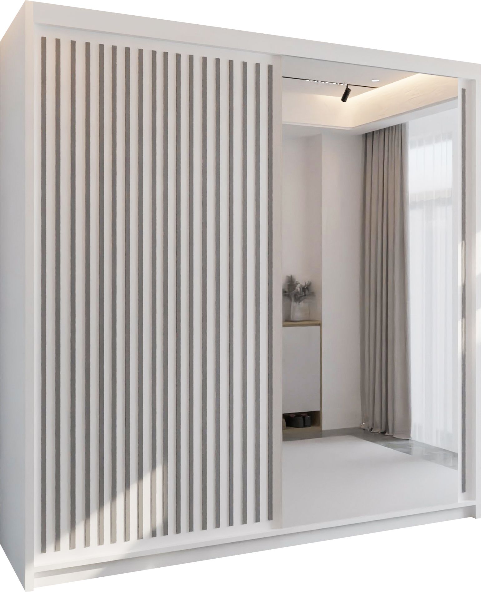 CHOICEWARDROBE Ronni Sliding Mirror Door Wardrobe W203cm x H217cm in White – image 2