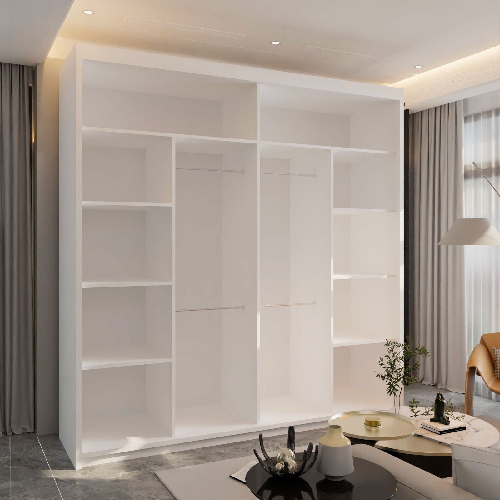 CHOICEWARDROBE Ronni Sliding Mirror Door Wardrobe W203cm x H217cm in White – image 3