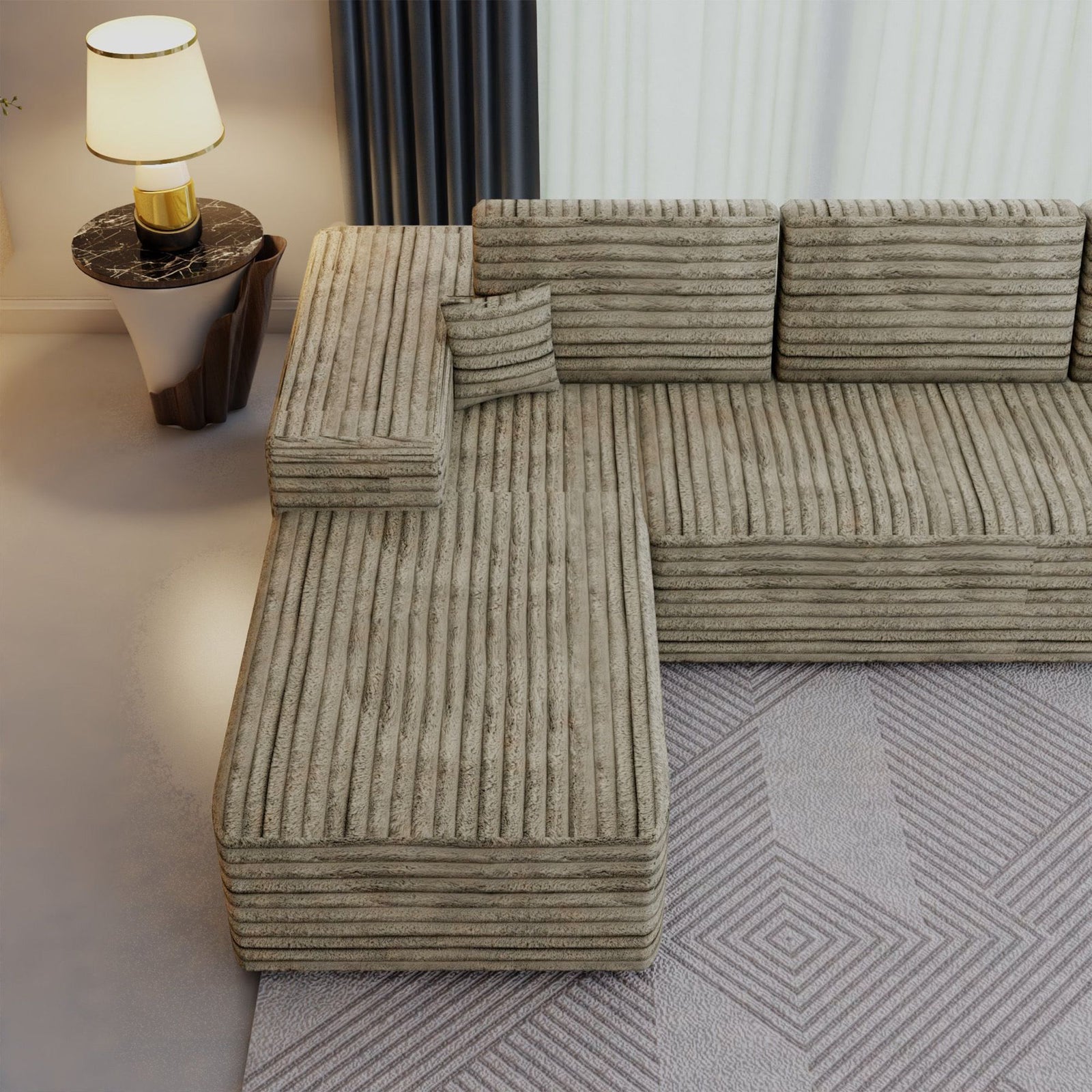 CHOICEWARDROBE Smart Left Corner Sofa – No Assembly Required in Brown – image 6