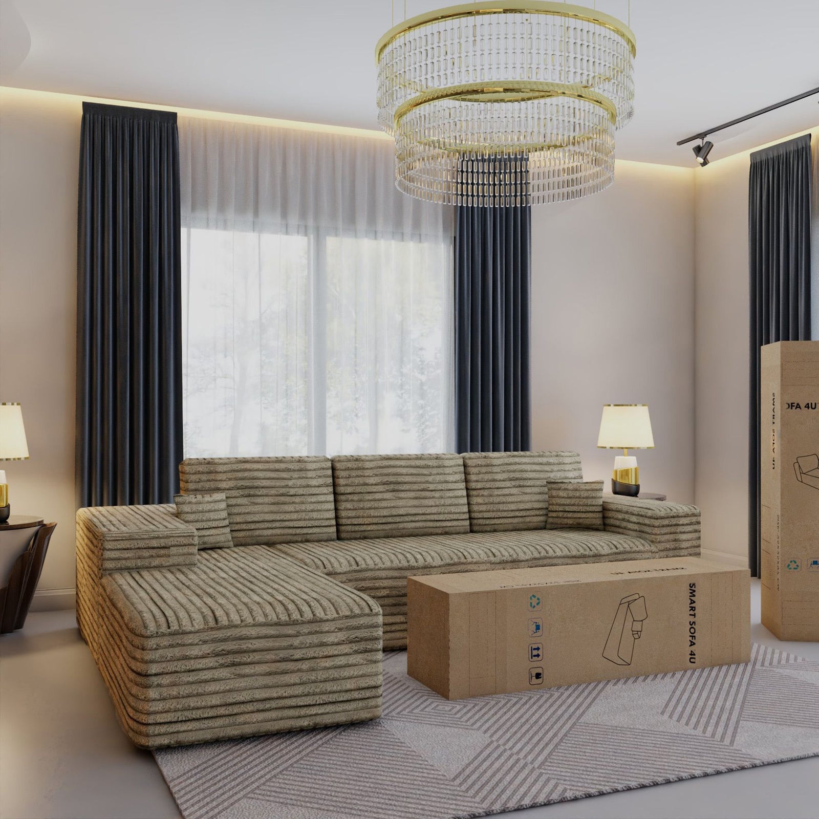 CHOICEWARDROBE Smart Left Corner Sofa – No Assembly Required in Brown – image 7