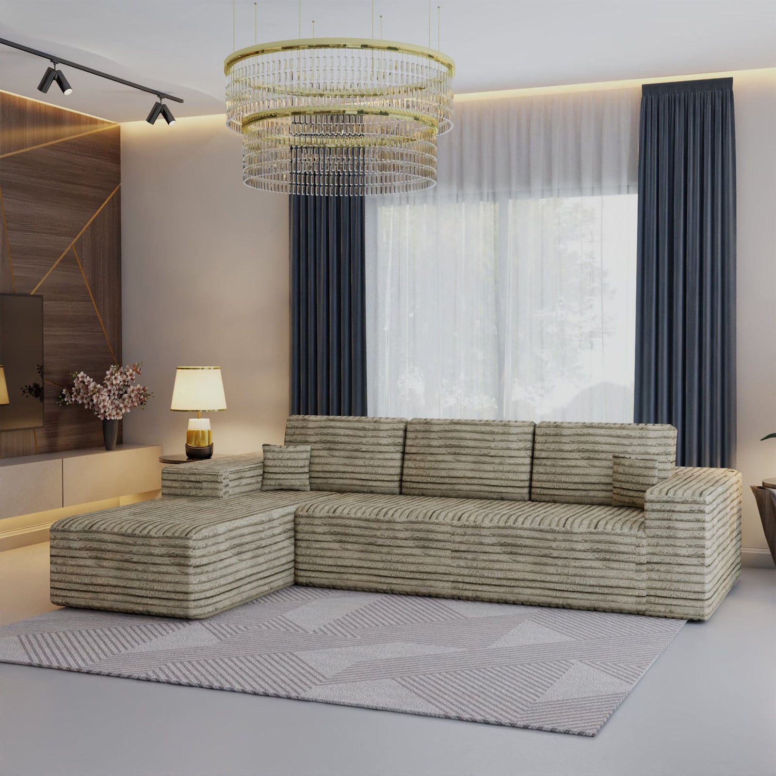 CHOICEWARDROBE Smart Left Corner Sofa – No Assembly Required in Brown – image 8