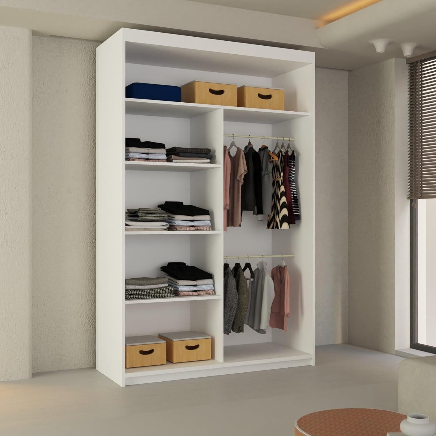 CHOICEWARDROBE Ribon Sliding Mirror Door Wardrobe 120cm X 217cm in White – image 4