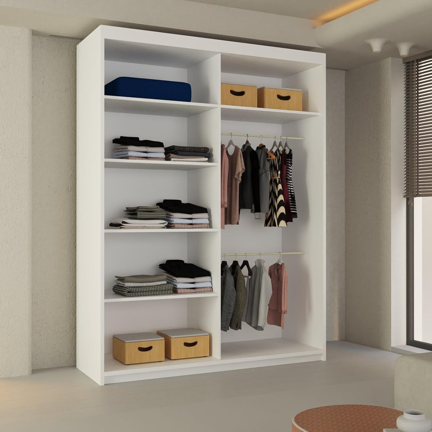 CHOICEWARDROBE Ribon Sliding Mirror Door Wardrobe 180cm X 217cm in White – image 4