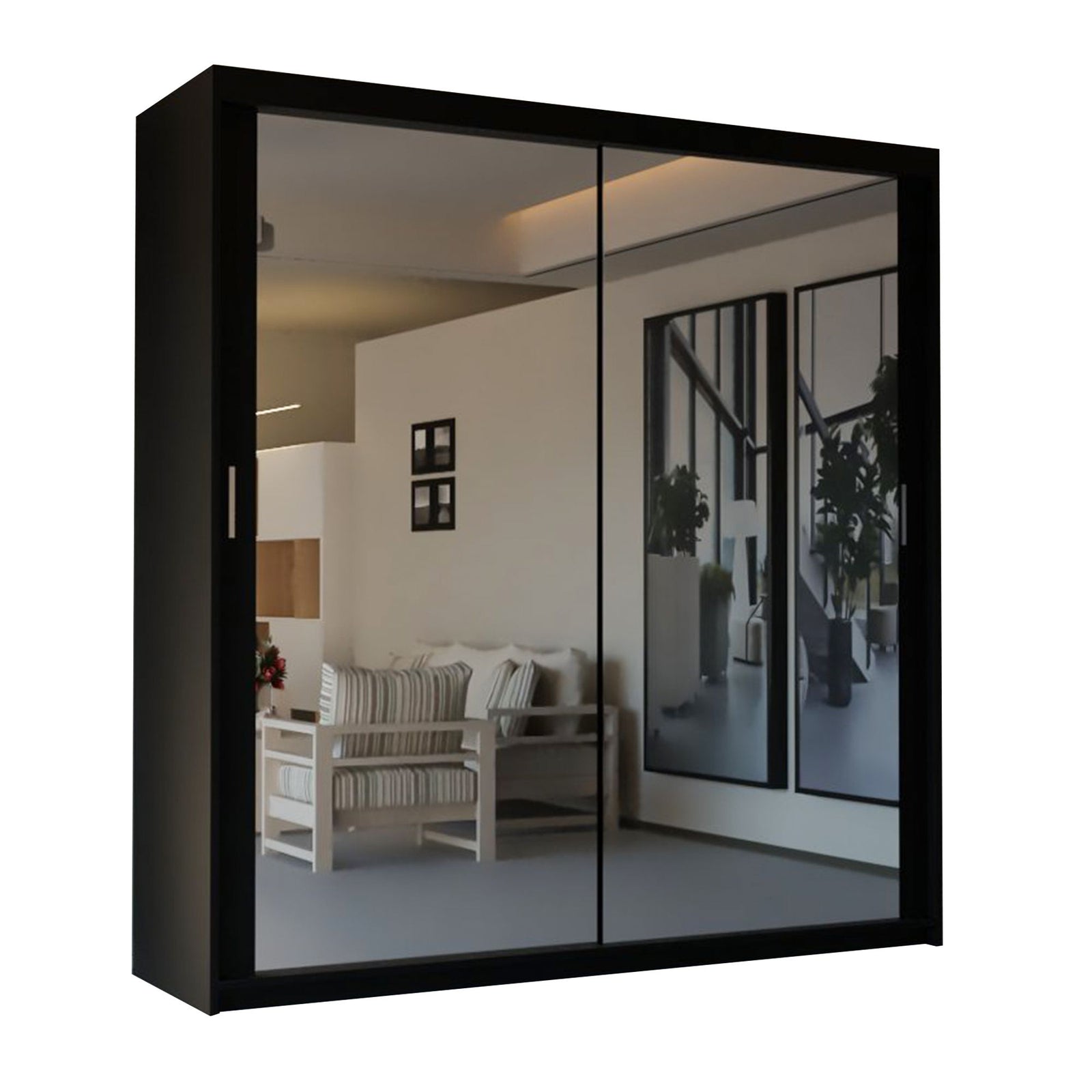 CHOICEWARDROBE Modern Double Sliding Door Wardrobe 180cm X 217cm in Black – image 2