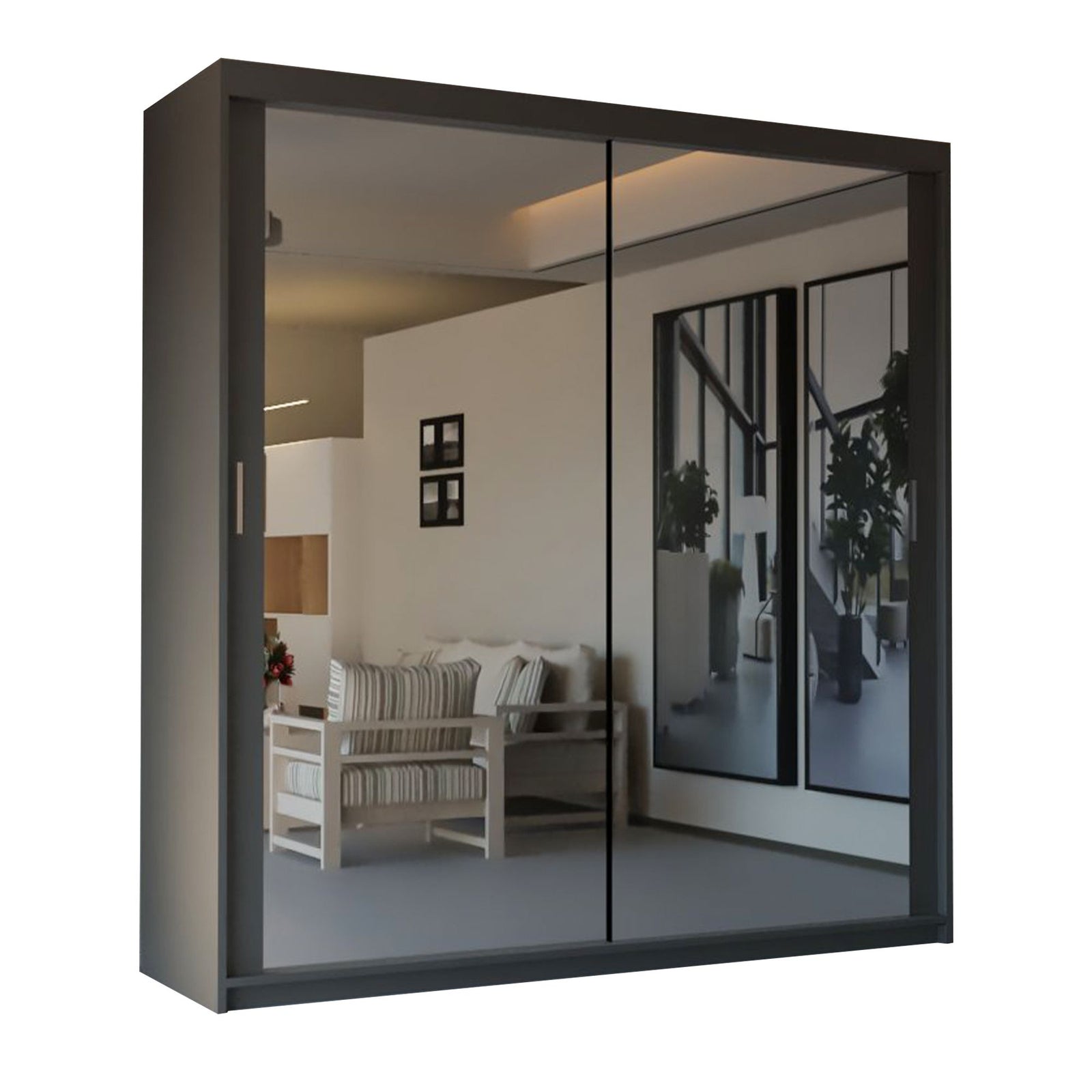CHOICEWARDROBE Modern Double Sliding Door Wardrobe 180cm X 217cm in Grey – image 2