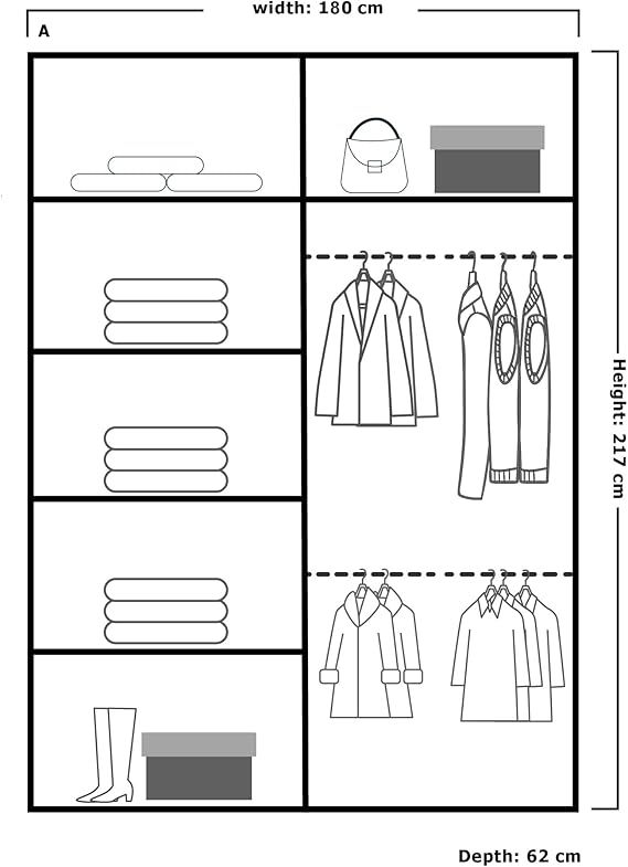 CHOICEWARDROBE Modern Double Sliding Door Wardrobe 180cm X 217cm in Grey – image 3