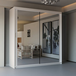 CHOICEWARDROBE Modern Double Sliding Door Wardrobe 150cm X 217cm in White – image 1