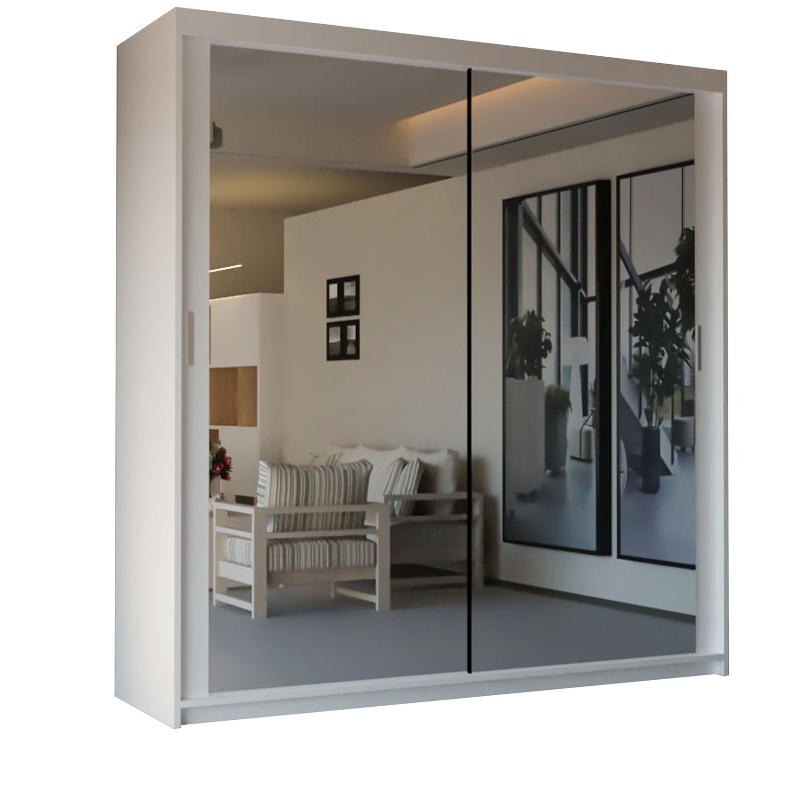 CHOICEWARDROBE Modern Double Sliding Door Wardrobe 150cm X 217cm in White – image 2