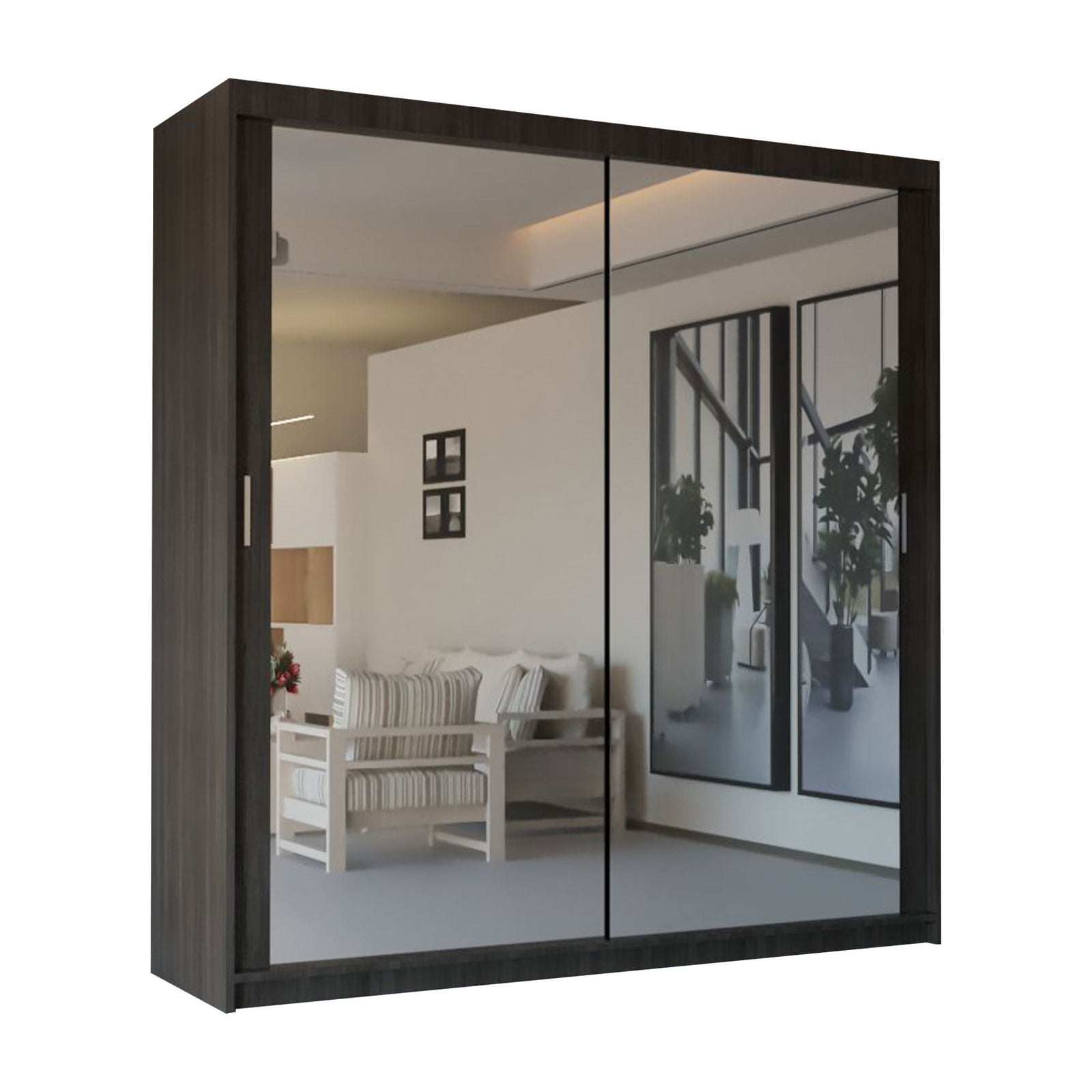 CHOICEWARDROBE Modern Double Sliding Door Wardrobe W 120cm X H 217cm in Dark Brown – image 2