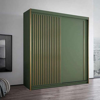 CHOICEWARDROBE Modern Sliding Wardrobe with LED Light W150cm x H217 x D62cm in Green – image 1