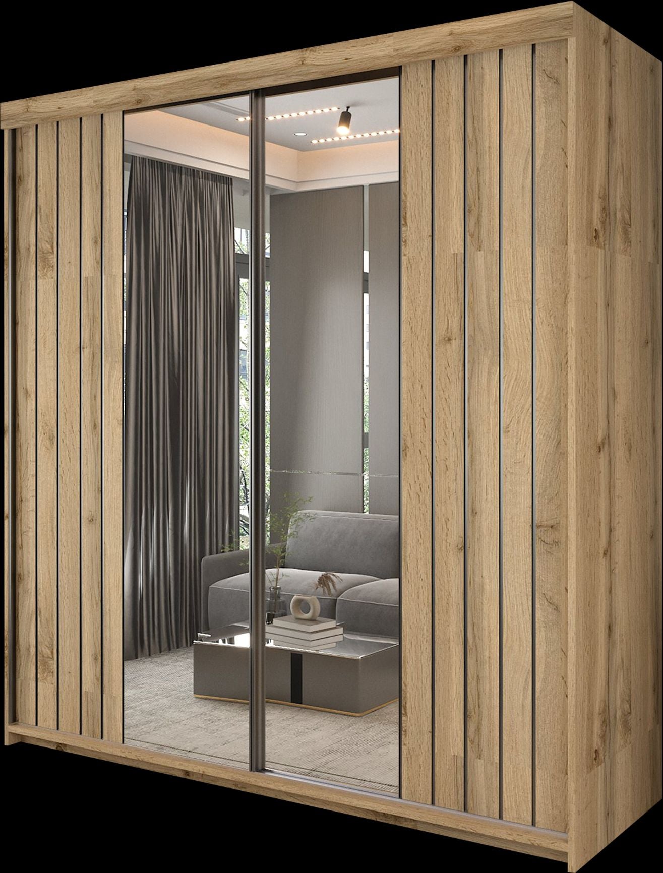 CHOICEWARDROBE Monali Sliding Door Wardrobe 200cm X 217cm in Light Brown – image 2