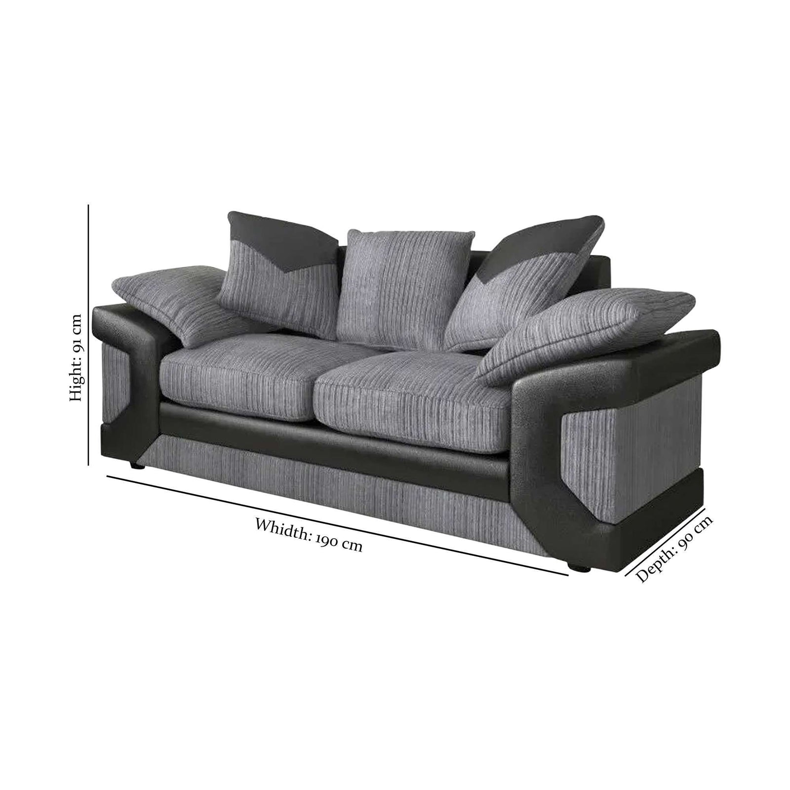 CHOICEWARDROBE Donna Fabric 3+2 and Corner Seated Sofa Set - 3+2 in Grey – image 2