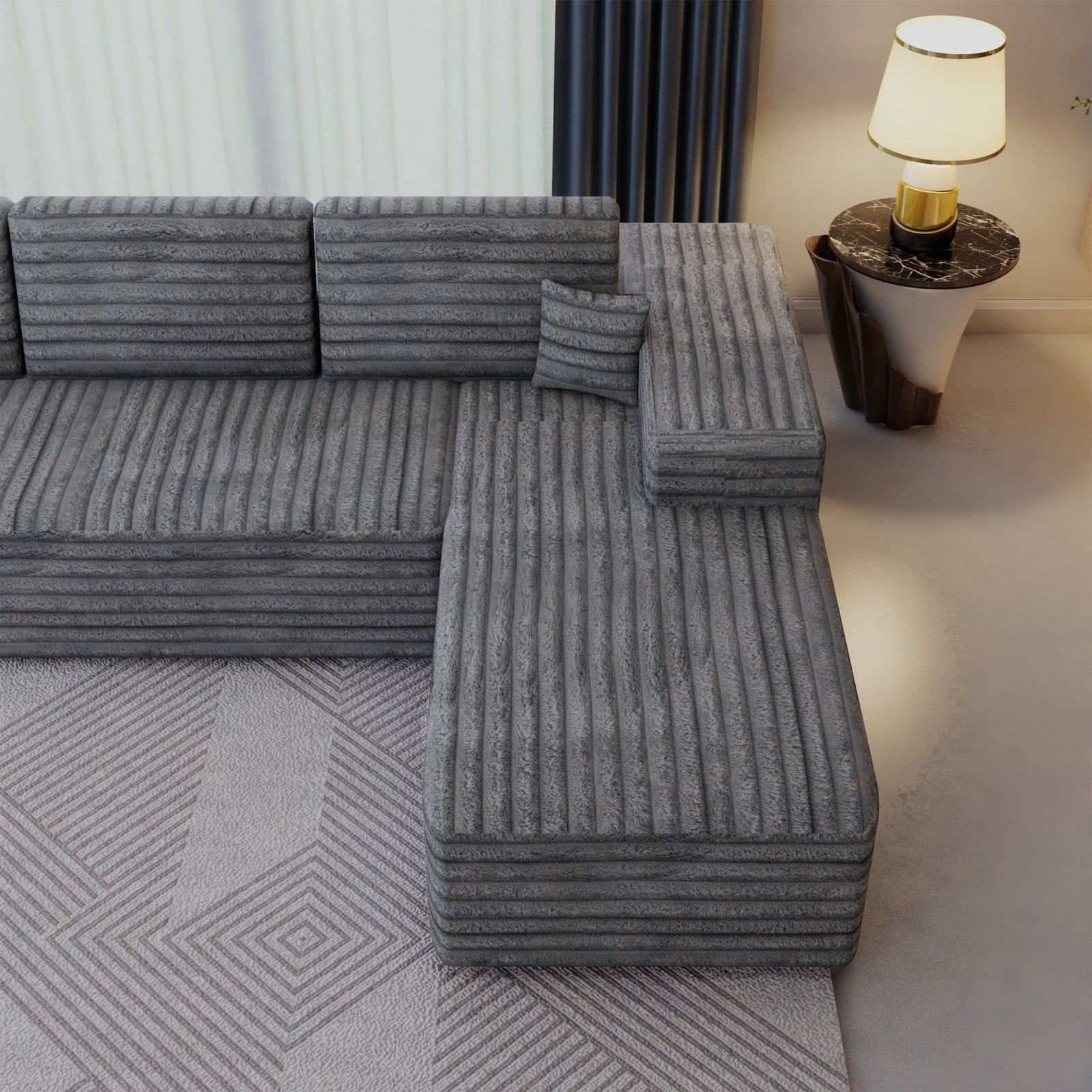 CHOICEWARDROBE Smart Right Corner Sofa – No Assembly Required in Grey – image 6