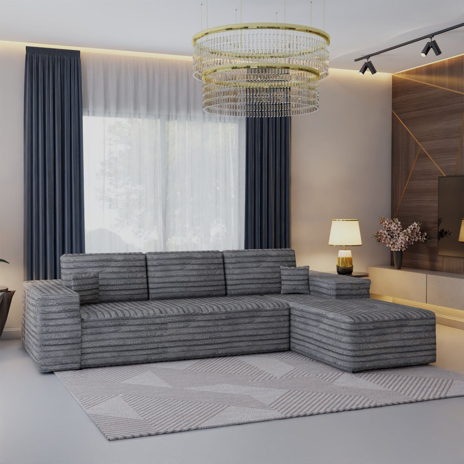 CHOICEWARDROBE Smart Right Corner Sofa – No Assembly Required in Grey – image 8
