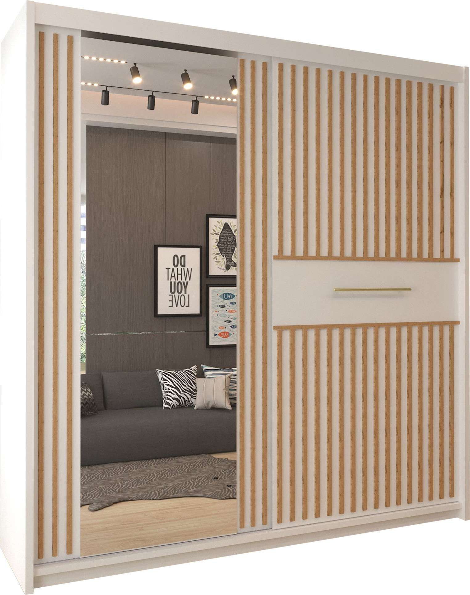 CHOICEWARDROBE Clothify Single Mirror Sliding Door Wardrobe 203cm X 217cm in White – image 2