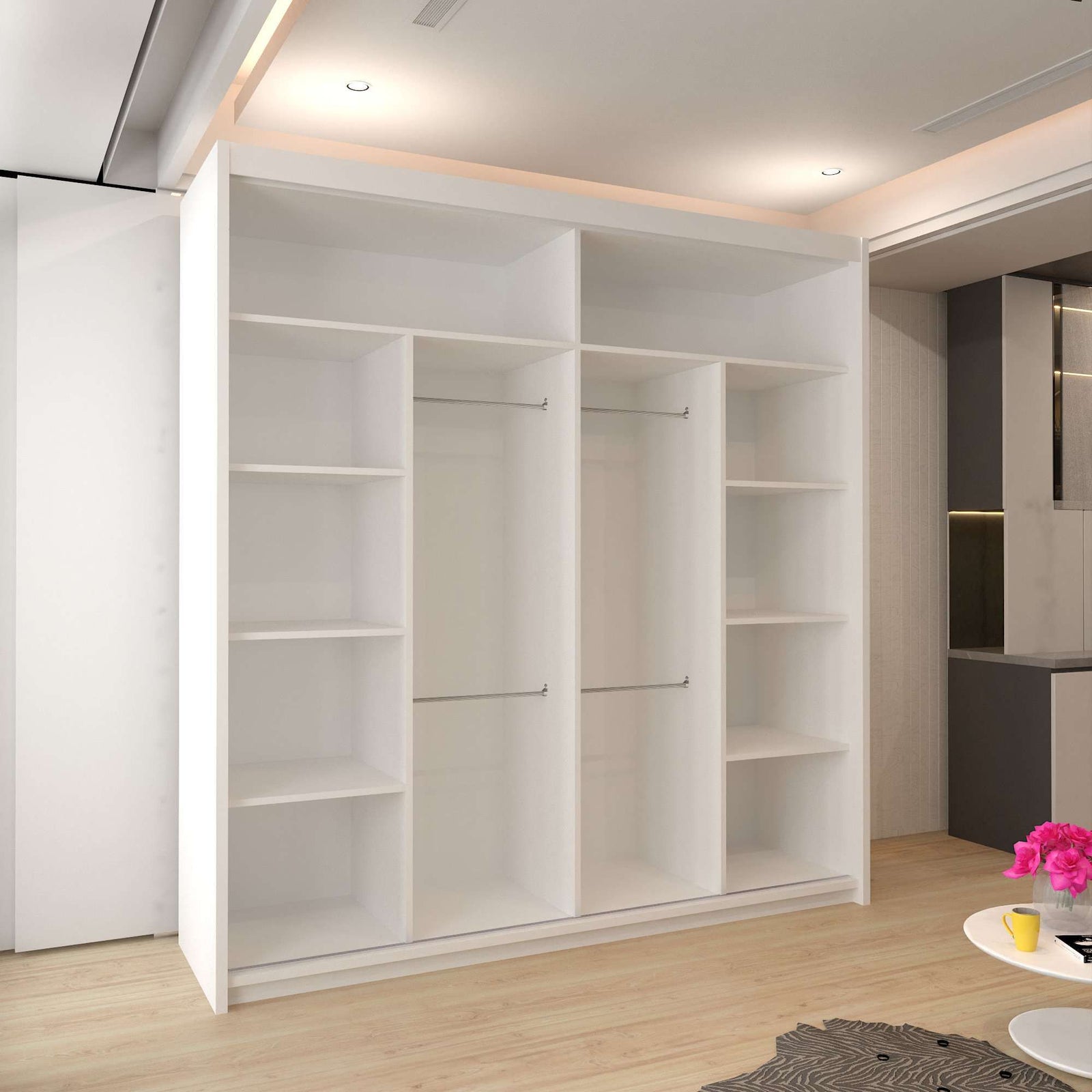 CHOICEWARDROBE Clothify Single Mirror Sliding Door Wardrobe 203cm X 217cm in White – image 3