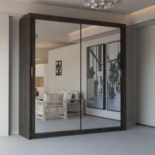 CHOICEWARDROBE Modern Double Sliding Door Wardrobe 150cm X 217cm in Dark Brown – image 1