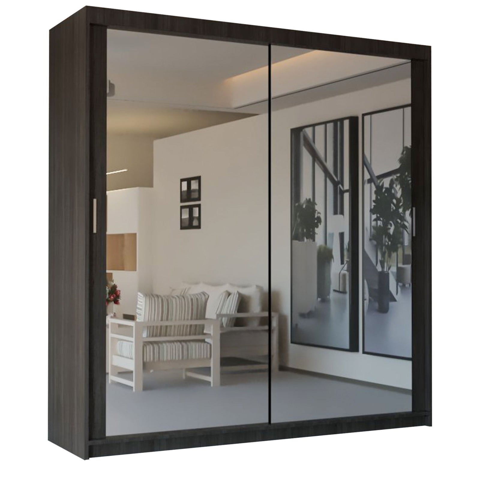 CHOICEWARDROBE Modern Double Sliding Door Wardrobe 150cm X 217cm in Dark Brown – image 2
