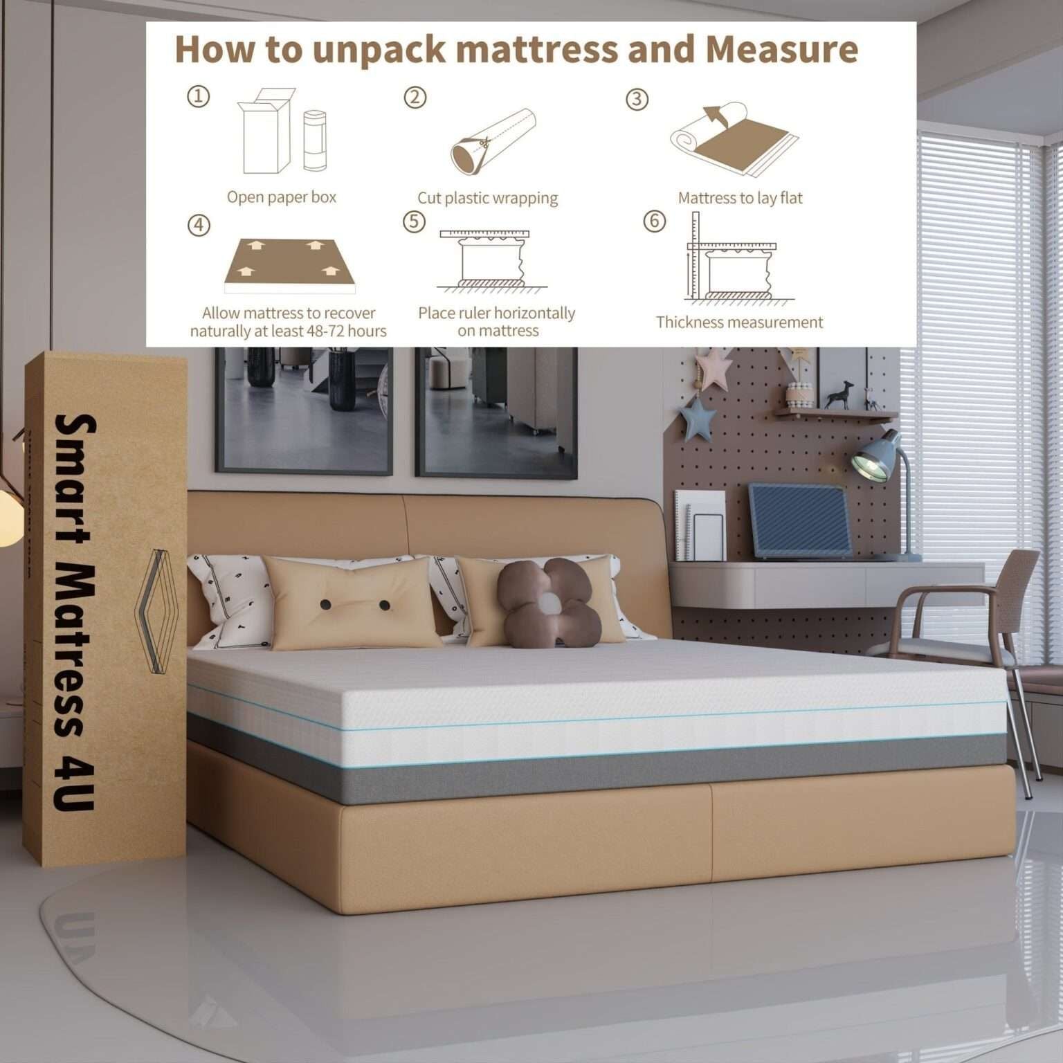CHOICEWARDROBE High Density Multi Layer Hard Foam Mattress - King 150cmx200cm in White – image 1