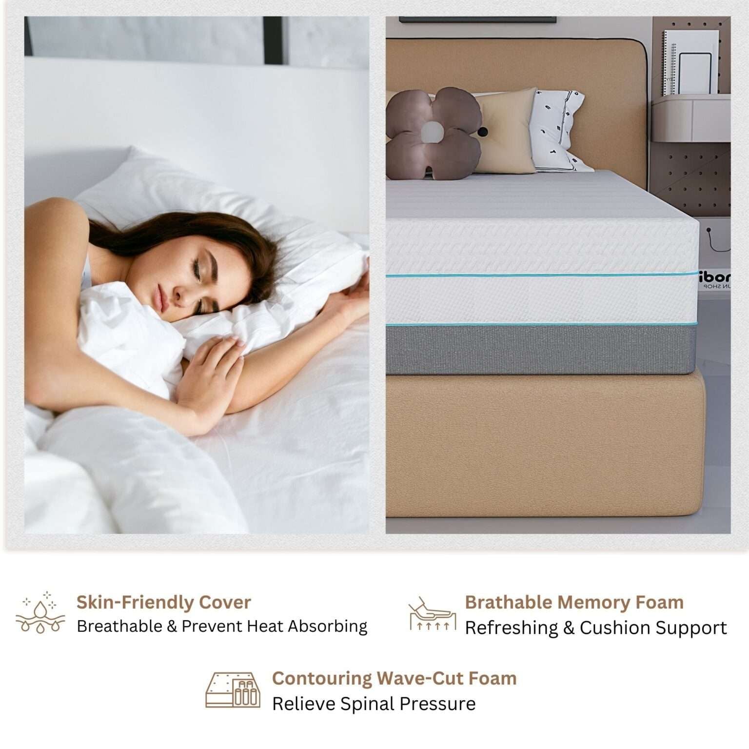 CHOICEWARDROBE High Density Multi Layer Hard Foam Mattress - King 150cmx200cm in White – image 4
