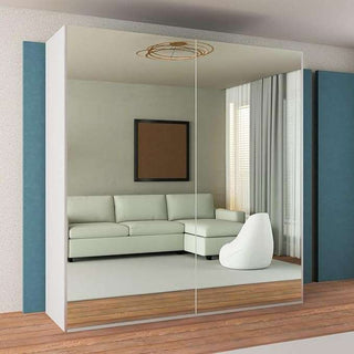 CHOICEWARDROBE Modern Sliding Wardrobe with LED Light W 200cm x H 217cm x D 62cm in White – image 1
