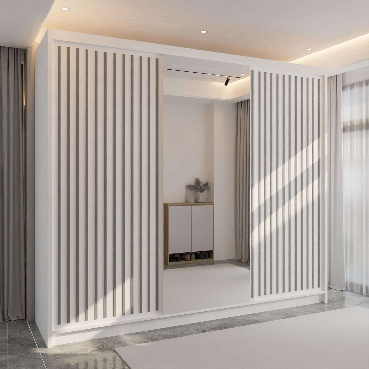 CHOICEWARDROBE Ronni Sliding Door Wardrobe 250cm X 217cm in White – image 1