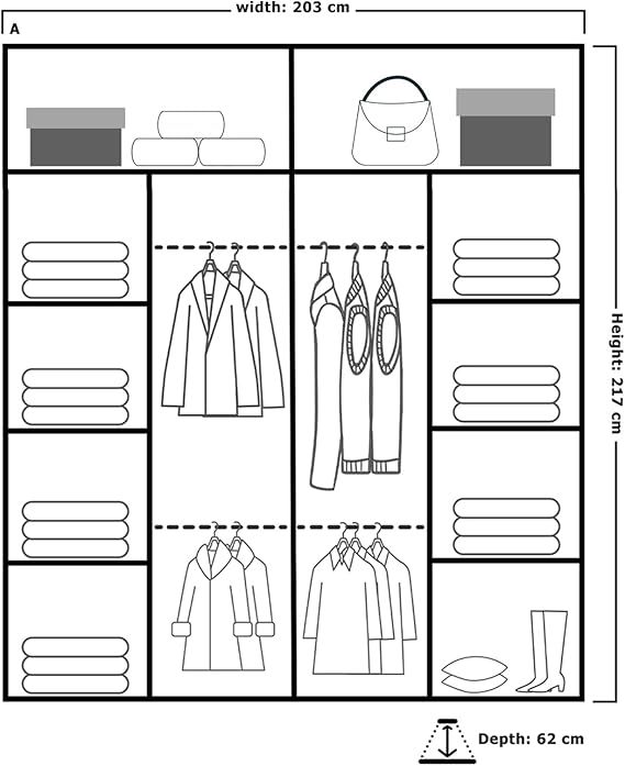 CHOICEWARDROBE Merikan Sliding Double Mirror Door Wardrobe 203cm X 217cm in White – image 2