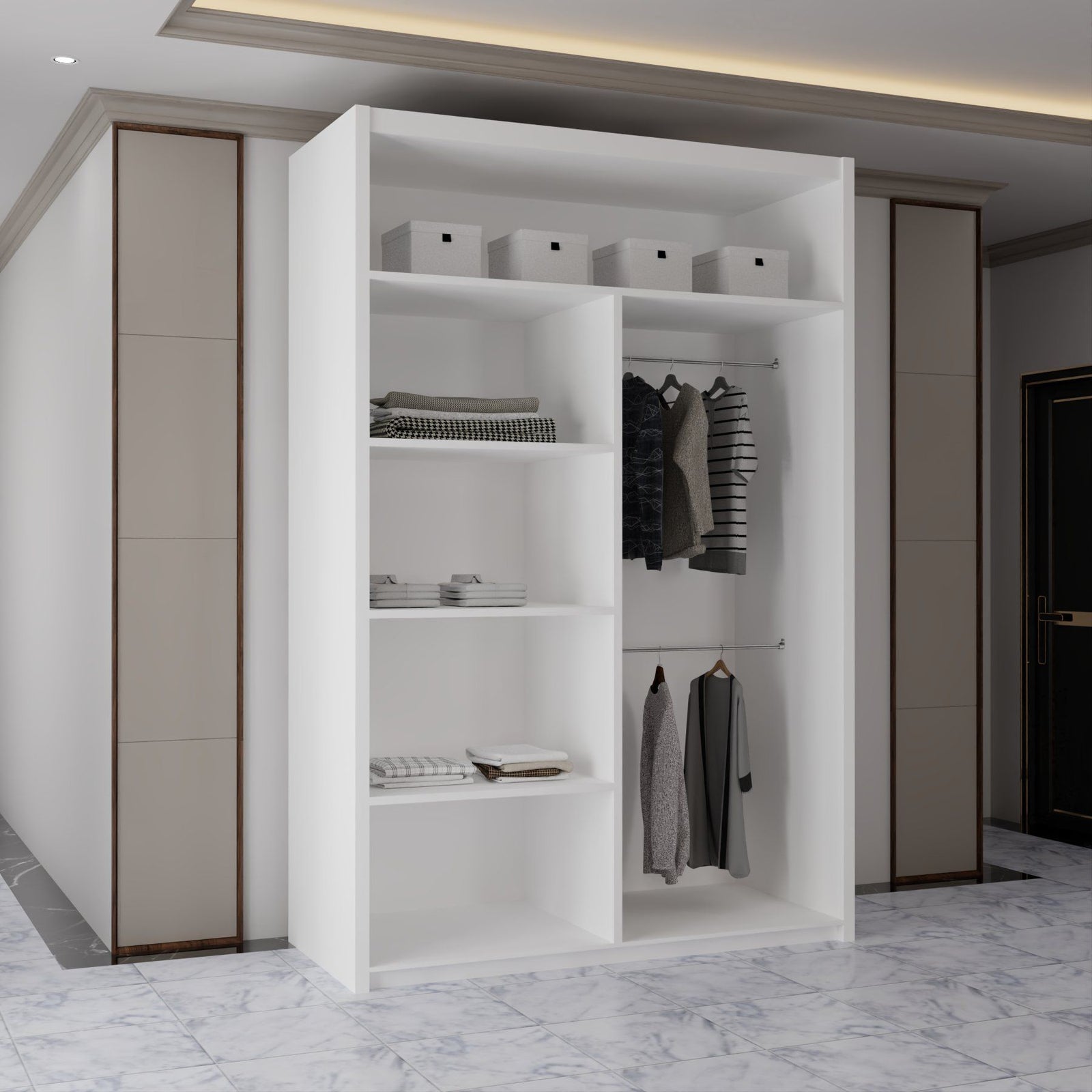 CHOICEWARDROBE Contemporary 2-Door Sliding Wardrobe with Mirror Door W120cm x H217cm in White – image 3