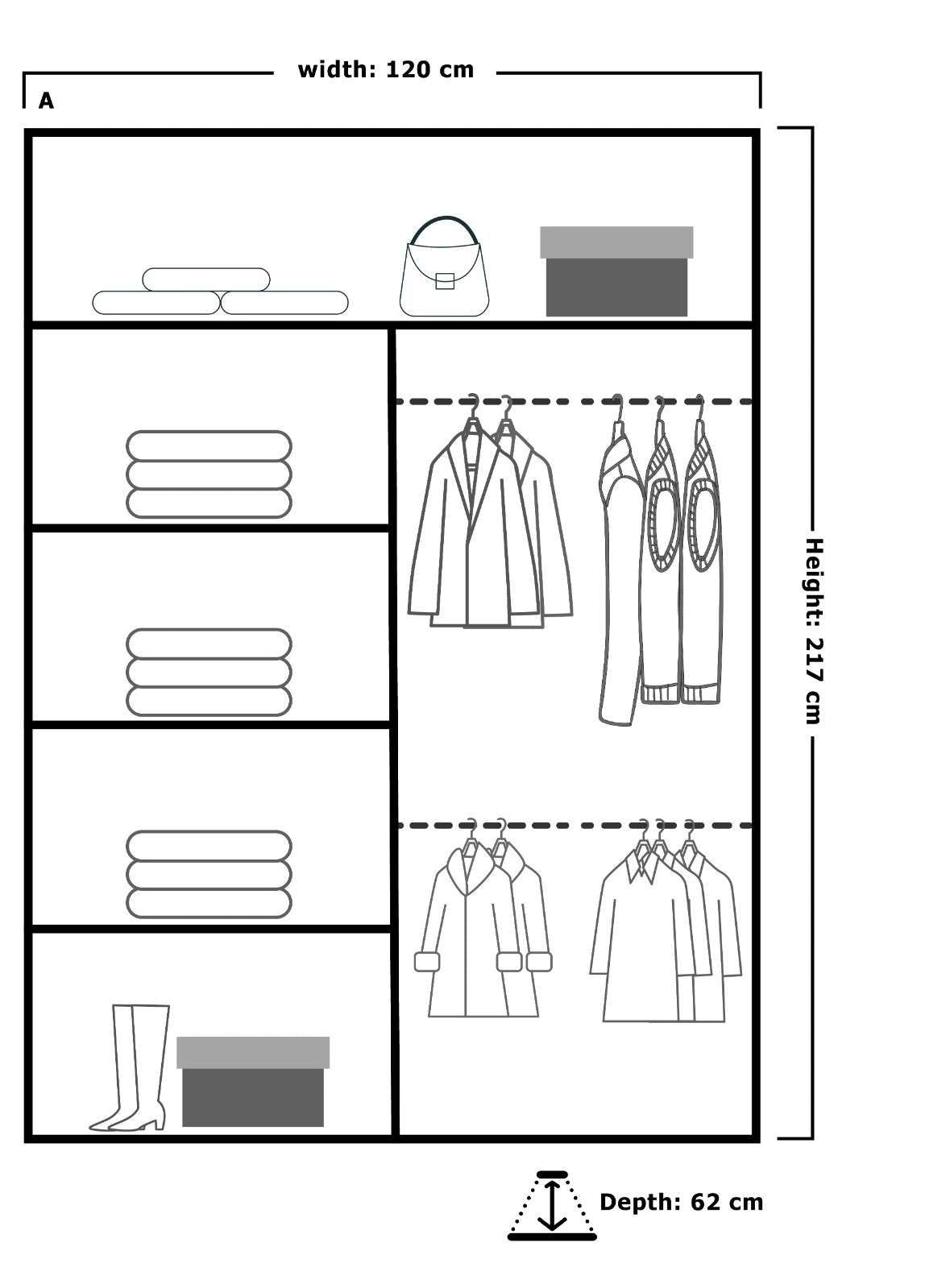 CHOICEWARDROBE Contemporary 2-Door Sliding Wardrobe with Mirror Door W120cm x H217cm in White – image 4