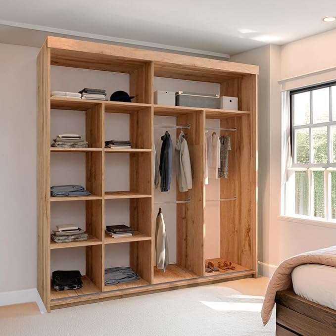CHOICEWARDROBE Velora Oak Sliding Door Wardrobe 203cm X 217cm in Light Oak – image 4
