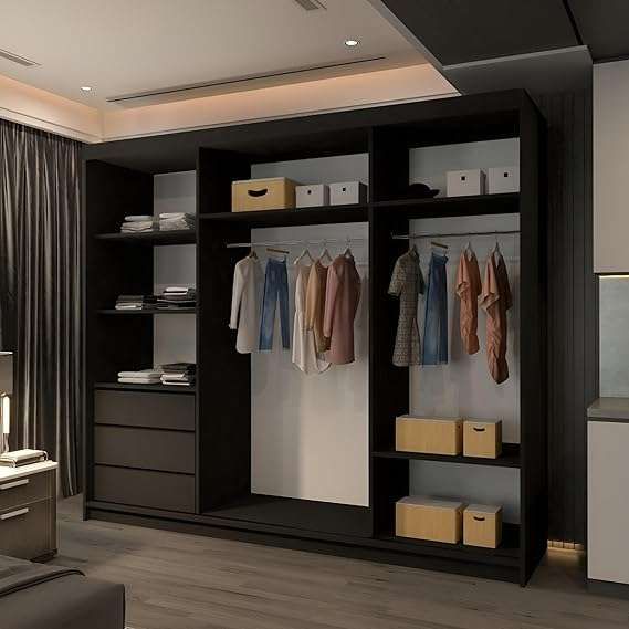 CHOICEWARDROBE Modern Double Sliding Wardrobe W250 x H217cm x D62cm in Black – image 2
