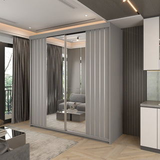 CHOICEWARDROBE Monali Sliding Door Wardrobe 200cm X 217cm in Grey – image 1