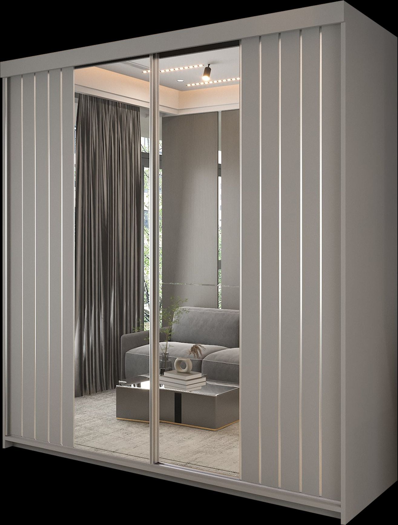 CHOICEWARDROBE Monali Sliding Door Wardrobe 200cm X 217cm in Grey – image 2
