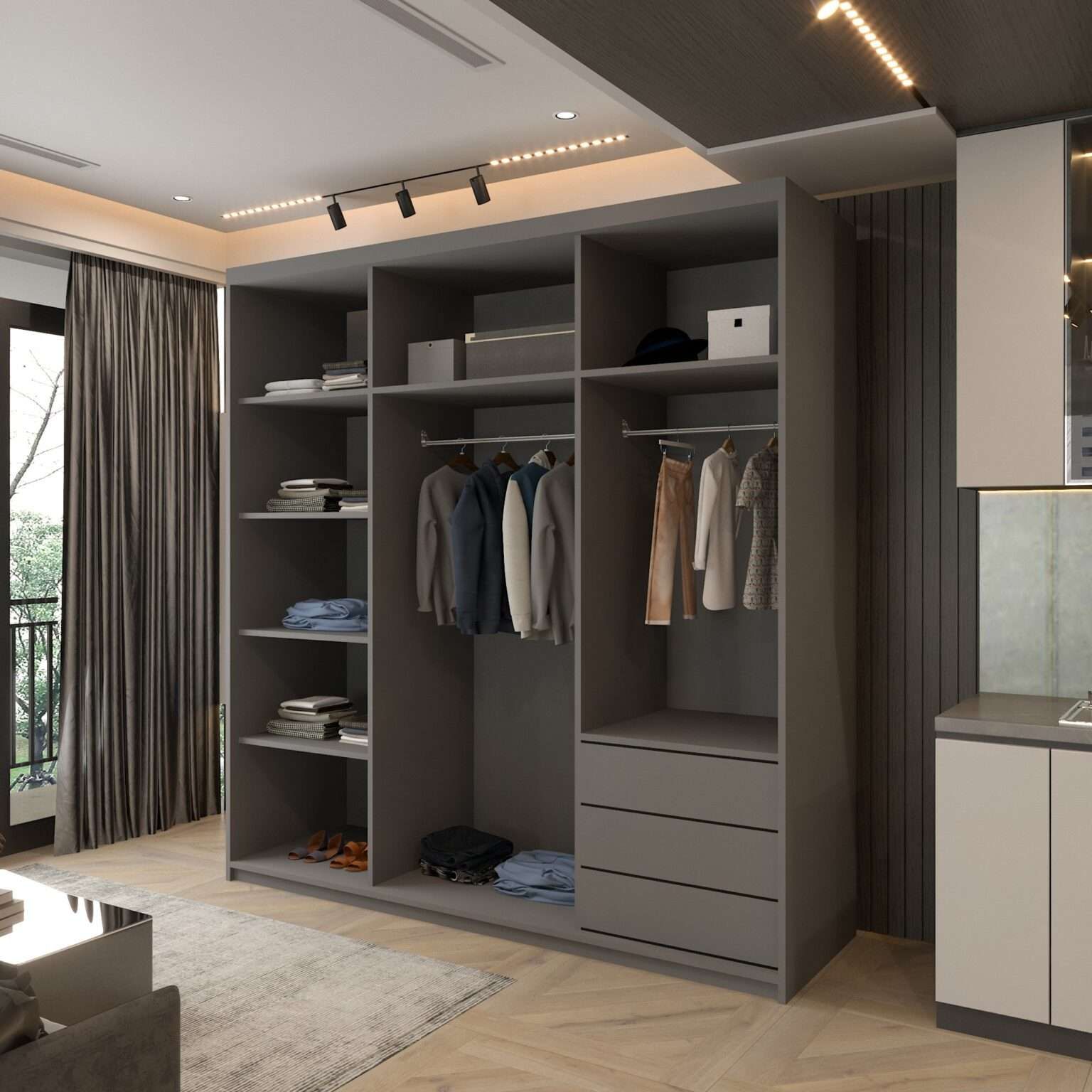 CHOICEWARDROBE Monali Sliding Door Wardrobe 200cm X 217cm in Grey – image 3