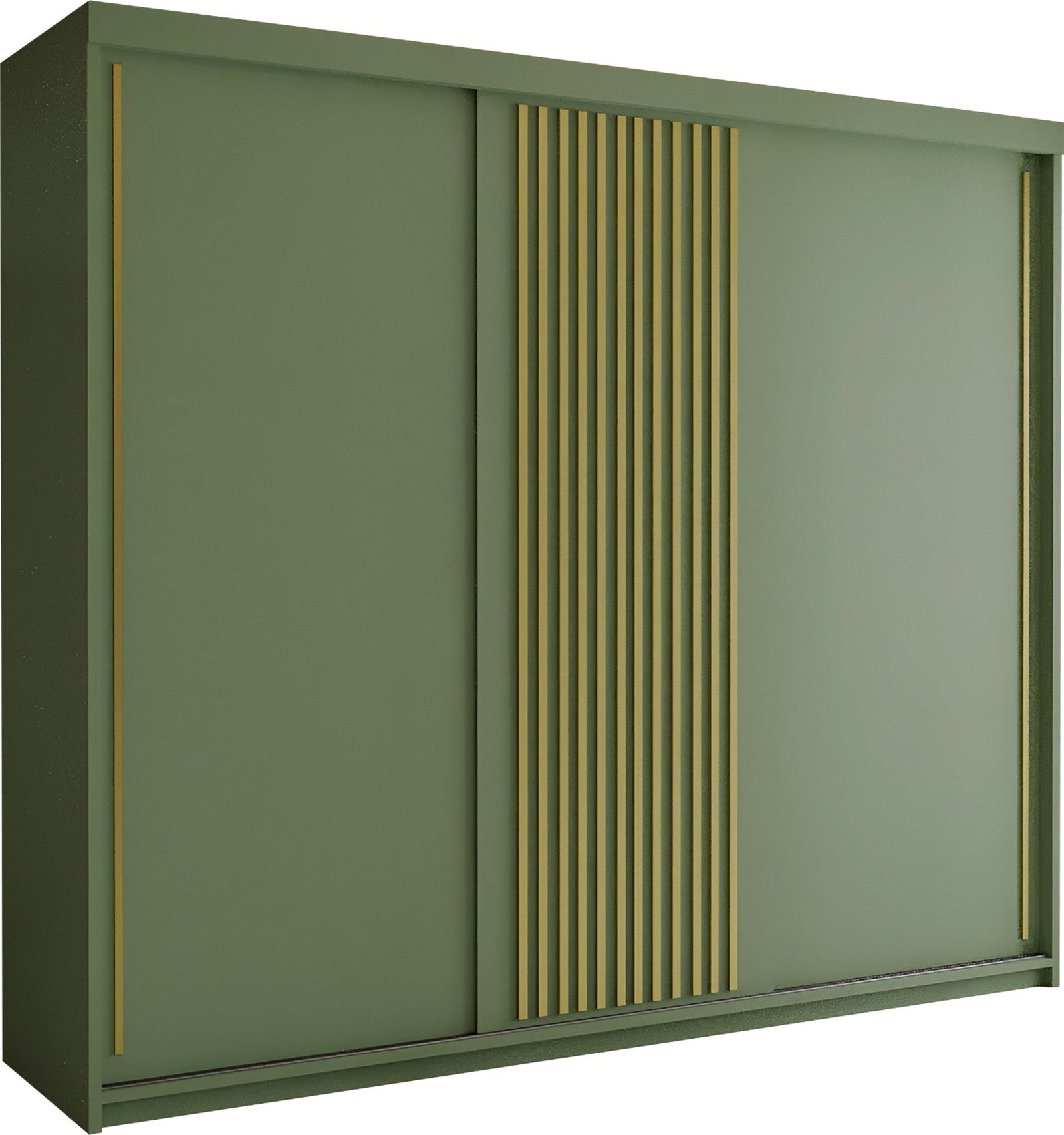 CHOICEWARDROBE Modern Sliding Wardrobe with LED Light W250cm x H217 x D62cm in Green – image 2