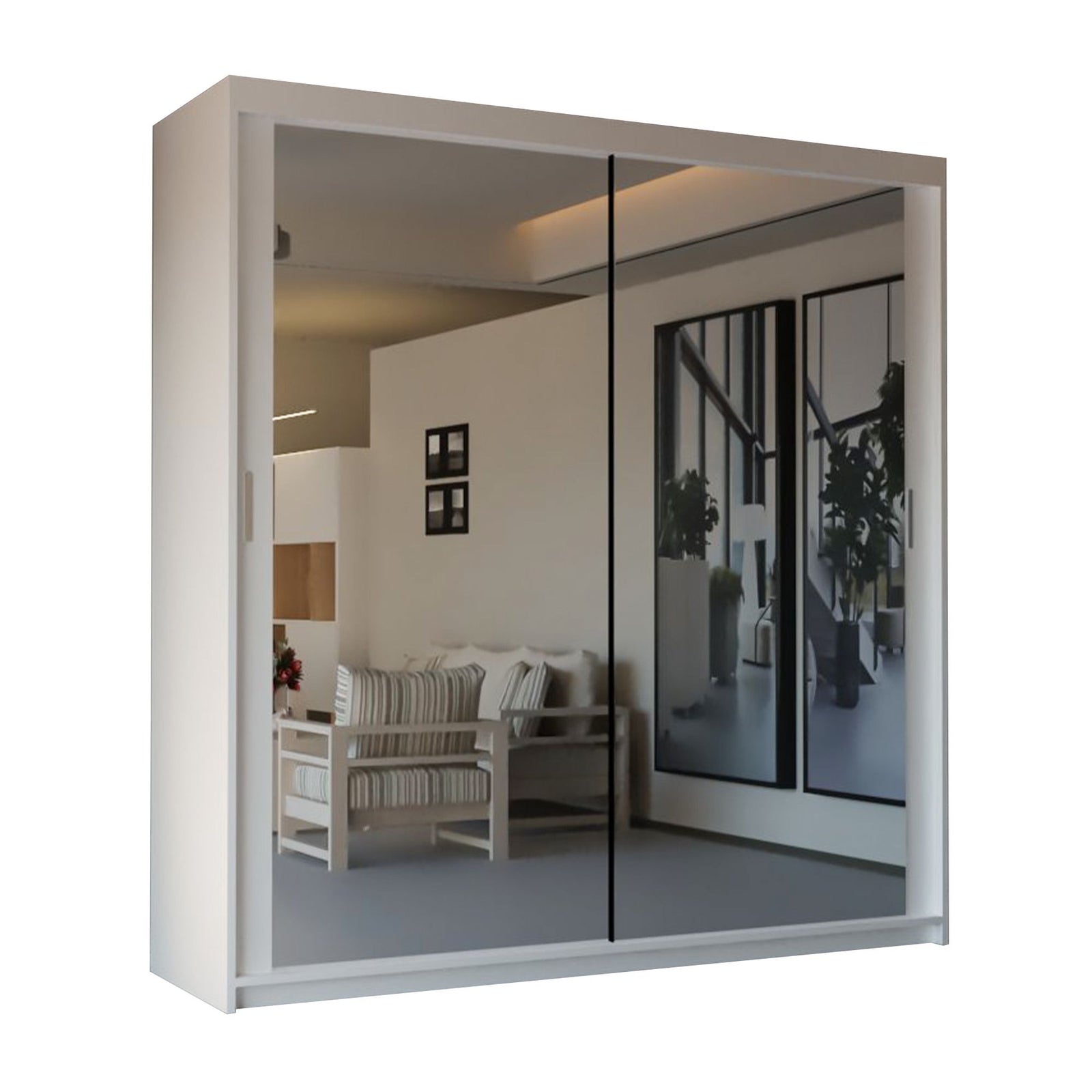 CHOICEWARDROBE Modern Double Sliding Door Wardrobe 203cm X 217cm in White – image 2