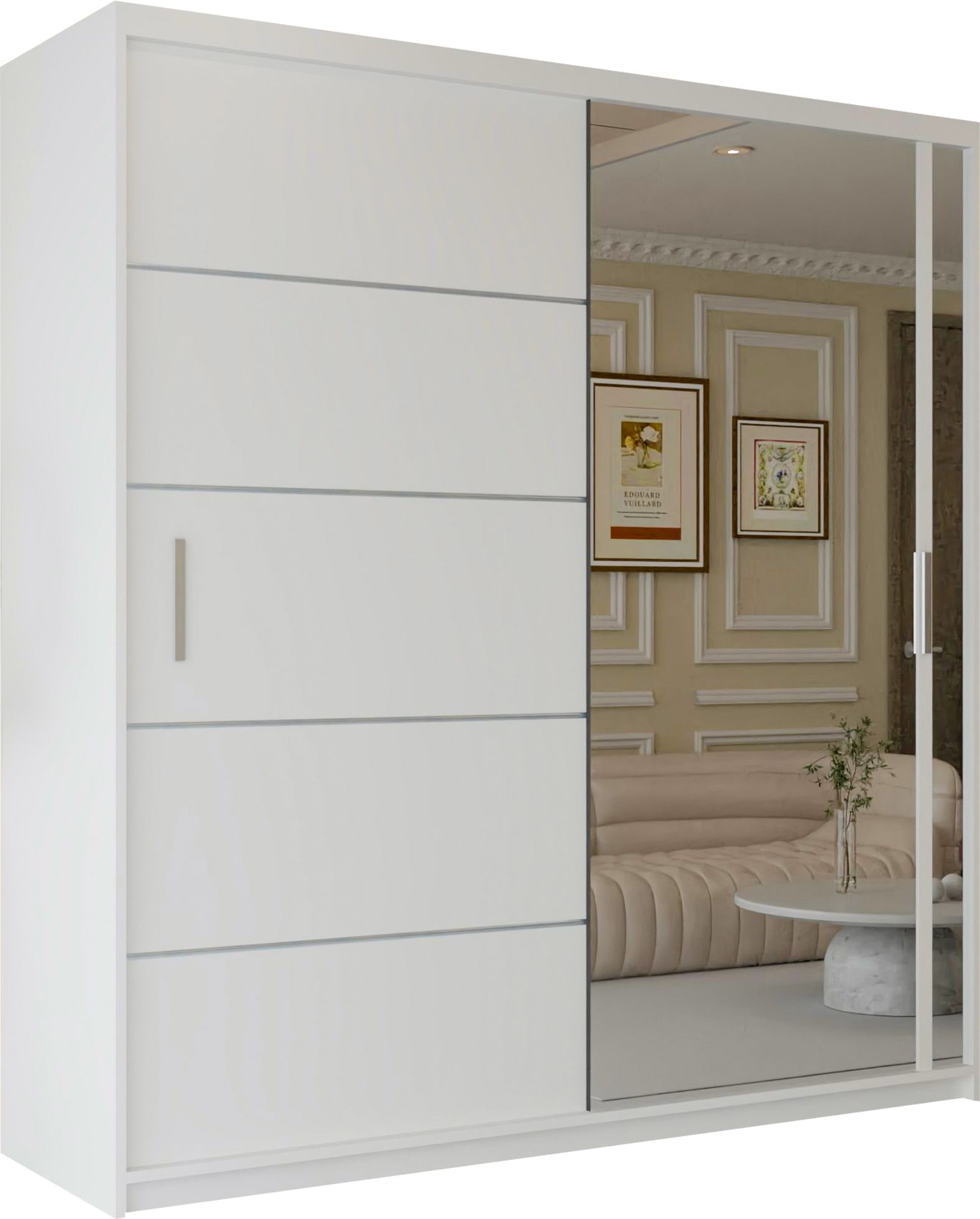 CHOICEWARDROBE Velson One side Mirror Sliding Door Wardrobe 203cm X 217cm in White – image 2