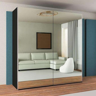 CHOICEWARDROBE Modern Sliding Wardrobe with LED Light W 200cm x H 217cm x D 62cm in Black – image 1