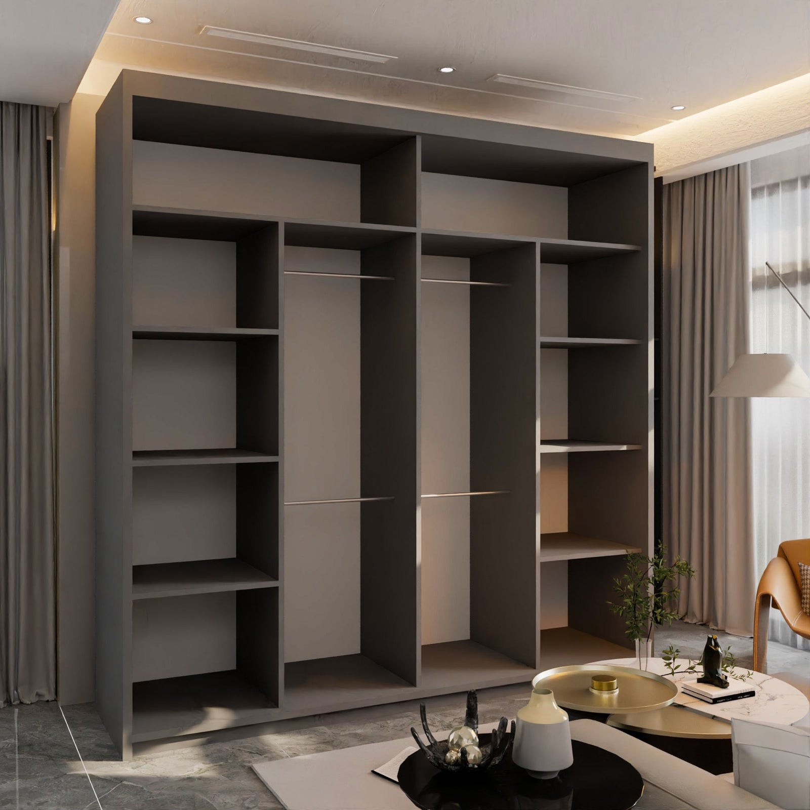 CHOICEWARDROBE Ronni Sliding Mirror Door Wardrobe W203cm x H217cm in Grey – image 3