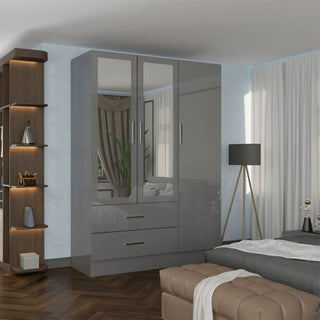 CHOICEWARDROBE Modern High Gloss 3 Door Hinged Wardrobe W120cm x H200cm in Grey – image 1
