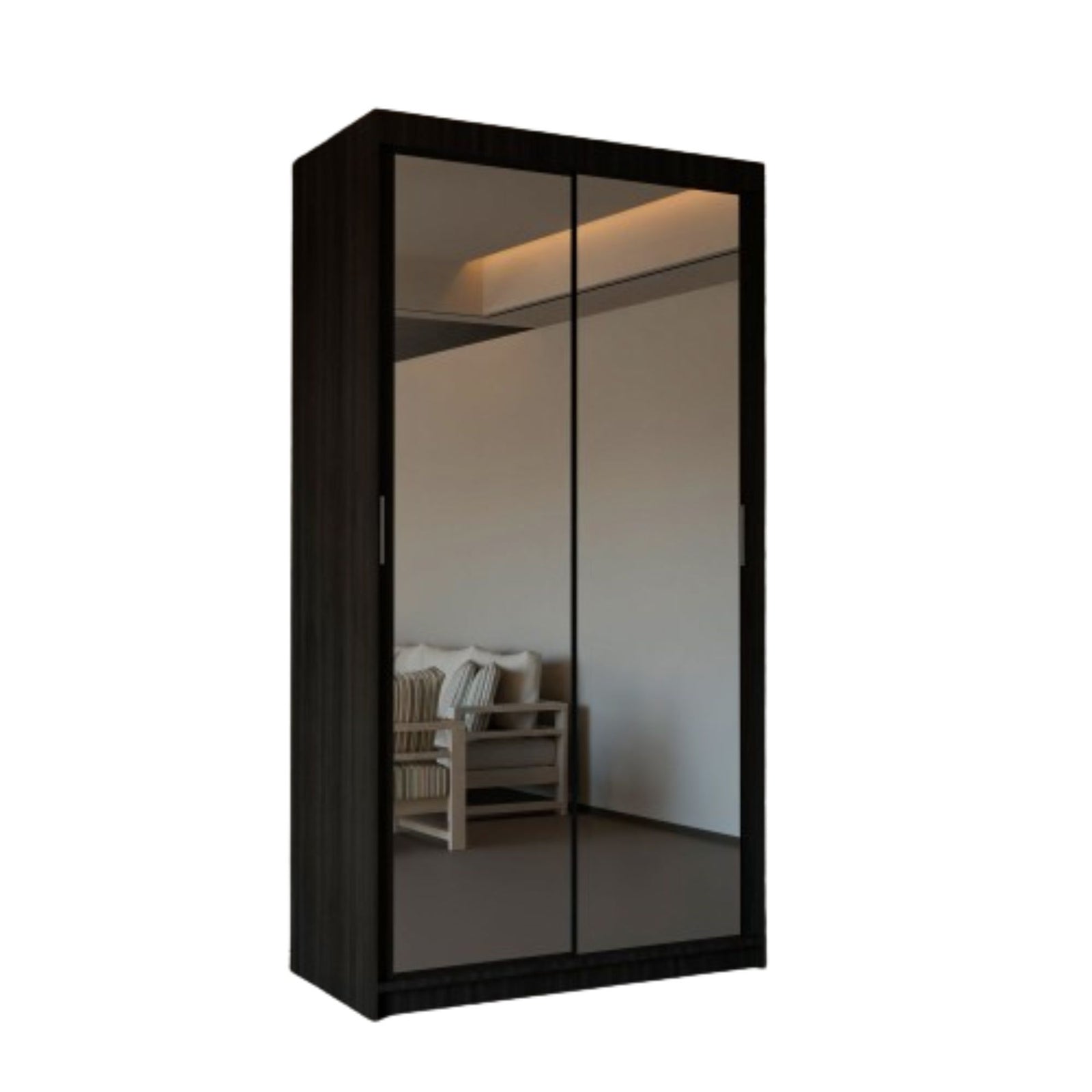 CHOICEWARDROBE Modern Double Sliding Door Wardrobe 90cm X 200cm in Dark Brown – image 2