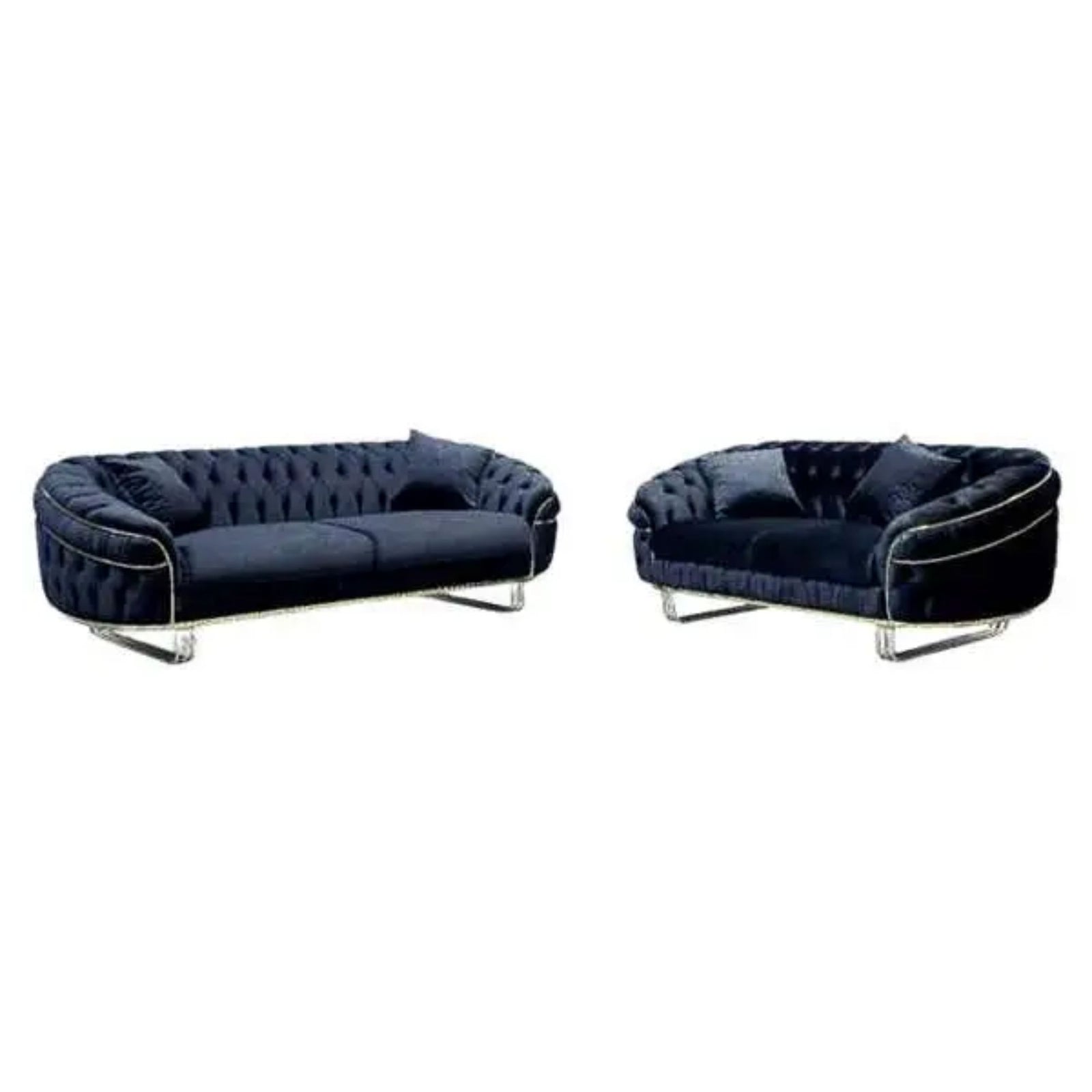 CHOICEWARDROBE Cammen 3+2 Plush Velvet Chesterfield Sofa Set in Navy – image 2