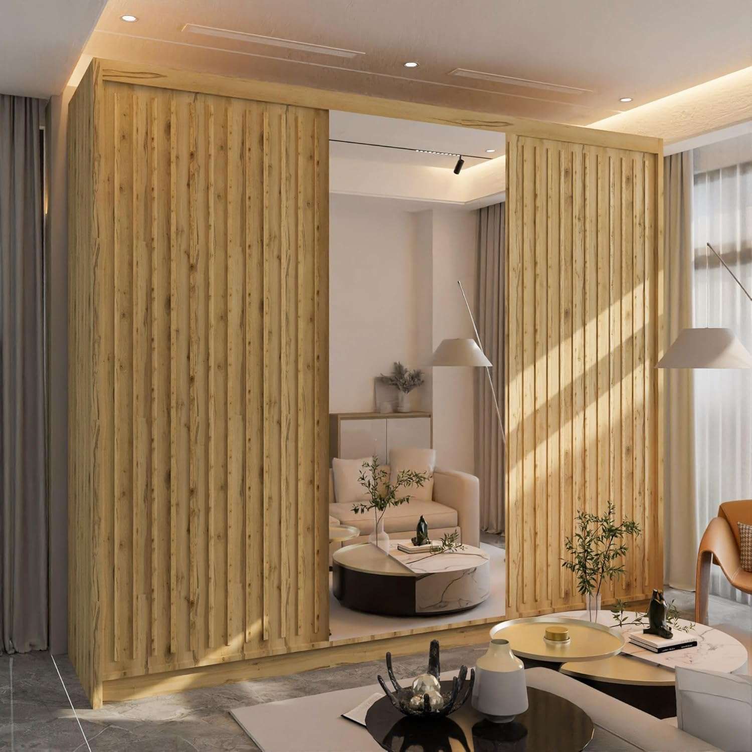 CHOICEWARDROBE Ronni Sliding Door Wardrobe 250cm X 217cm in Light Oak – image 1