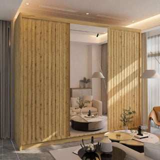 CHOICEWARDROBE Ronni Sliding Door Wardrobe 250cm X 217cm in Light Oak – image 1